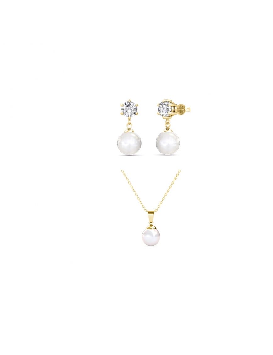 Perlenhalskette und Ohrring-Set mit Tropfen