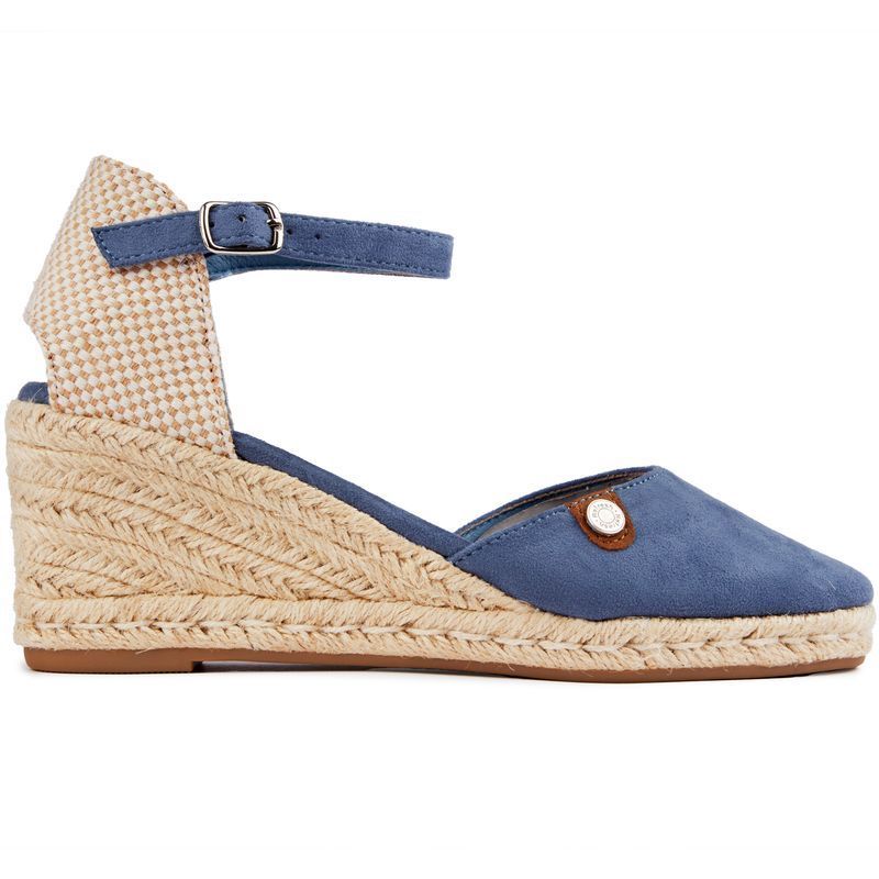 Blaue Espadrille-Keilsandaletten aus Wildleder
