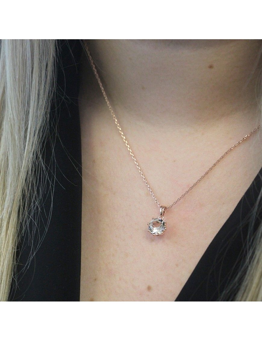Elegante Solitär-Halskette mit rundem Kristall