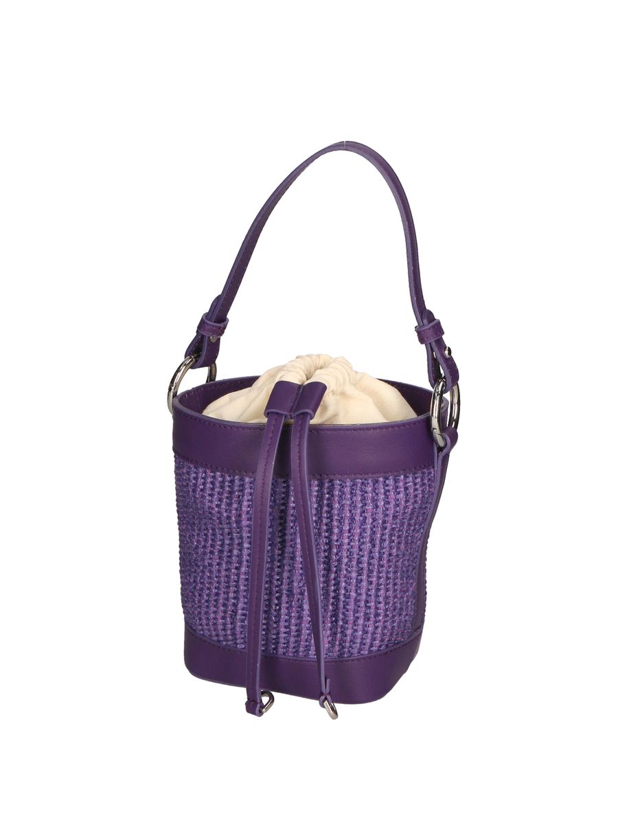 Eimertasche aus Leder und Stroh