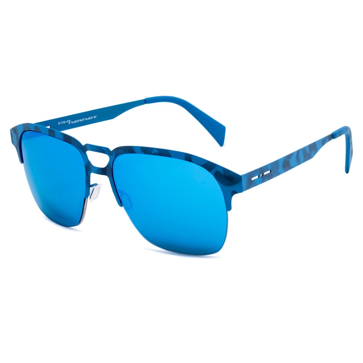 Blaue Sonnenbrille mit quadratischem Camouflage-Rahmen