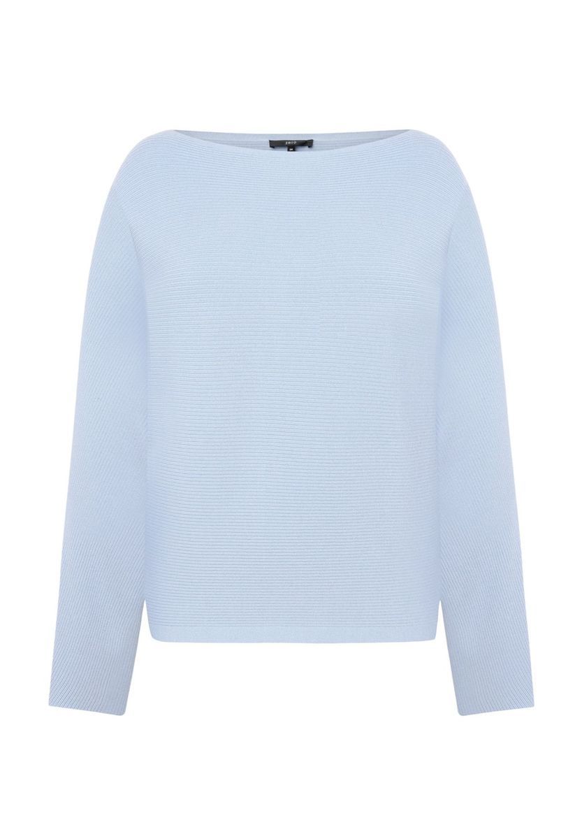 Hellblaues Strickoberteil mit U-Boot-Ausschnitt