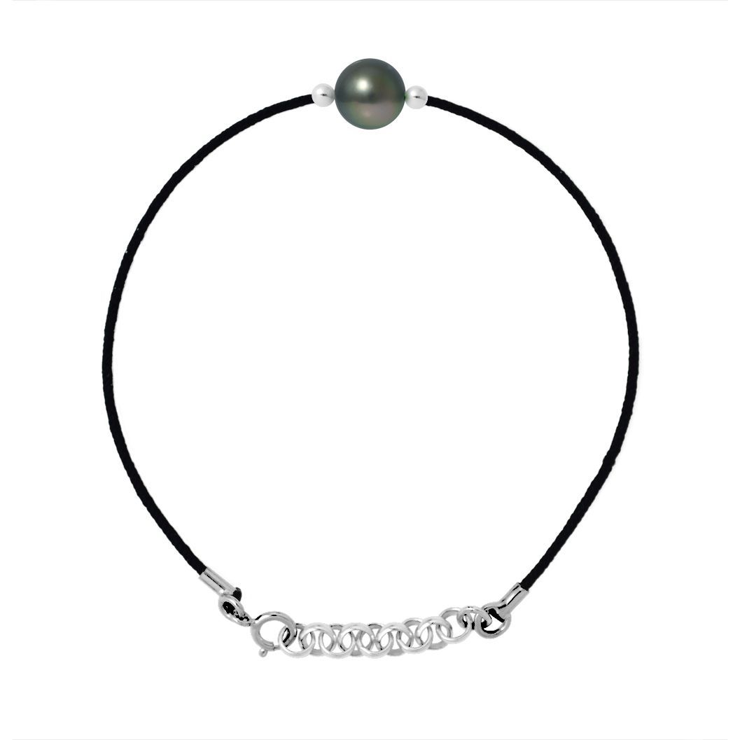 Tahitiperle Schwarzes Kordelarmband