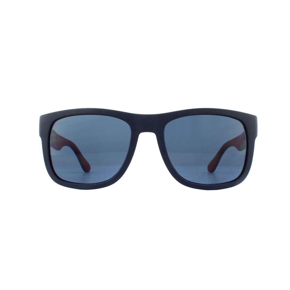 Sonnenbrille mit rechteckigem Rahmen und dunklen Gläsern