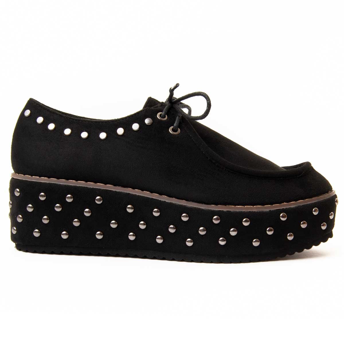 Schwarzer Plateau-Oxford-Schuh mit Nieten