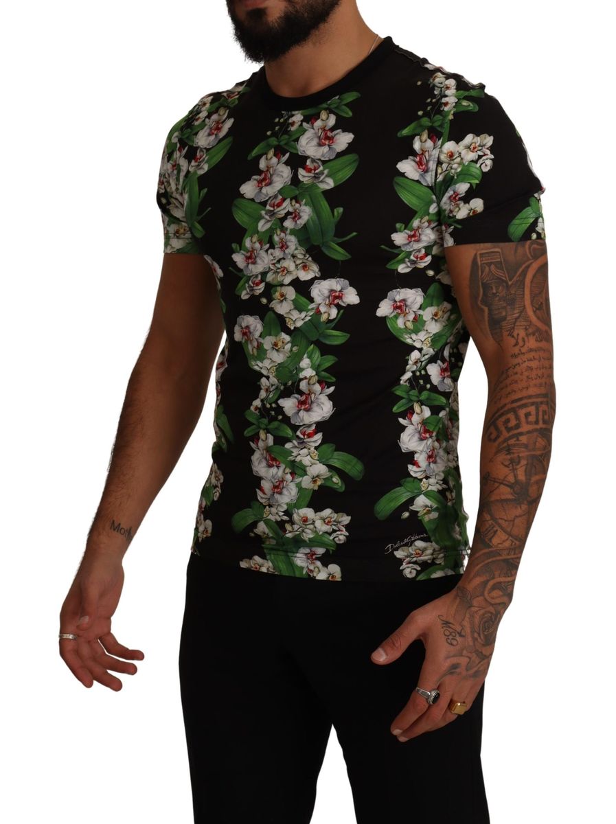 Crewneck T-Shirt mit Orchideenmuster