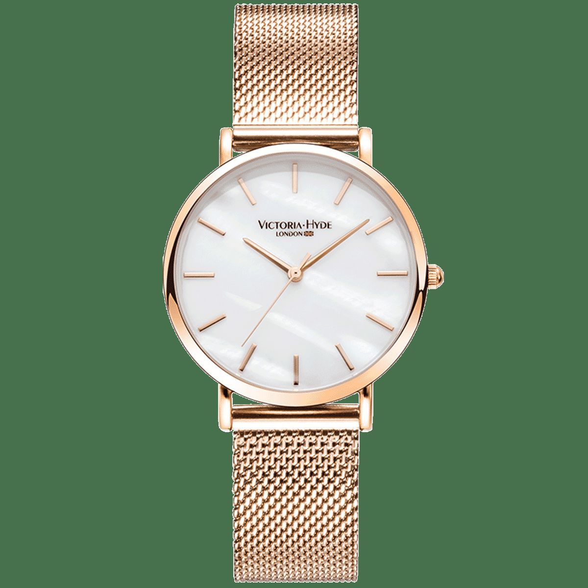 Elegante roségoldene Mesh-Uhr