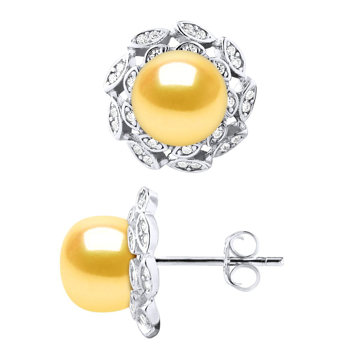 Goldene Perlen-Blumenohrstecker