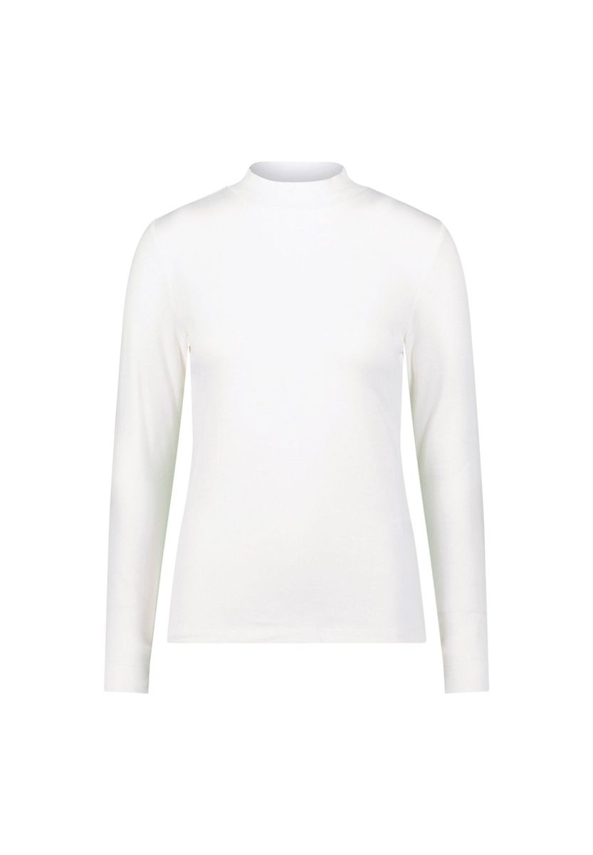 Klassisches, figurbetontes Langarmshirt mit Stehkragen