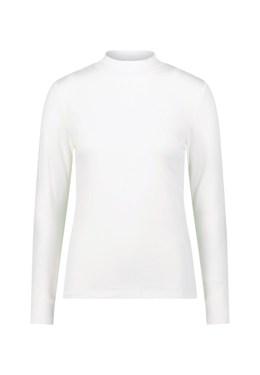 Klassisches, figurbetontes Langarmshirt mit Stehkragen