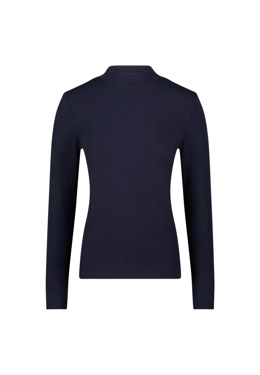 Marineblaues, figurbetontes Langarmshirt