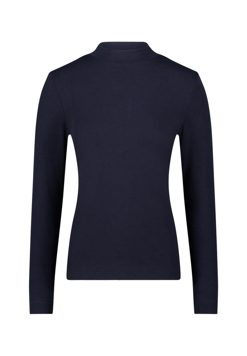 Marineblaues, figurbetontes Langarmshirt