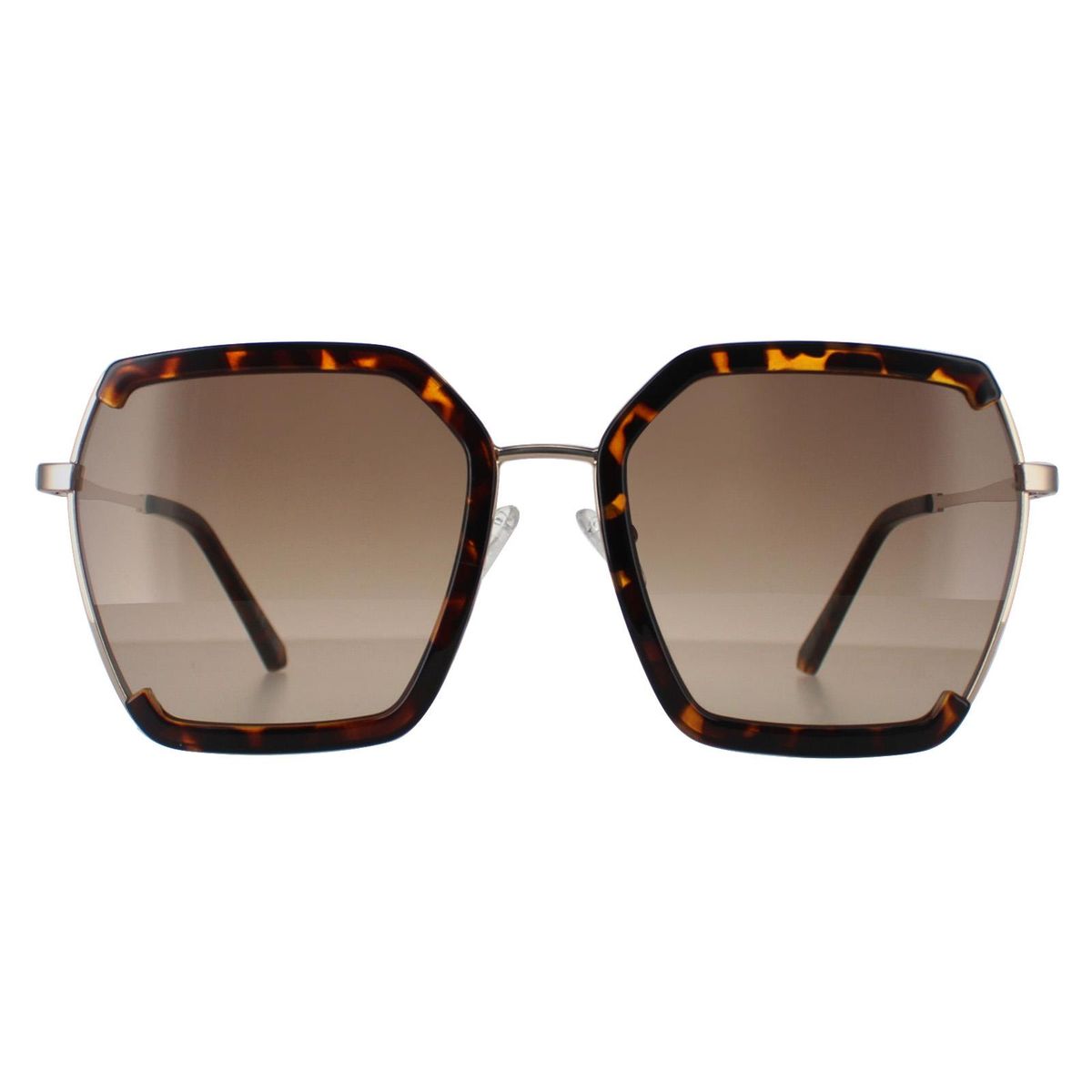 Übergroße geometrische Sonnenbrille mit Havanna-Rahmen