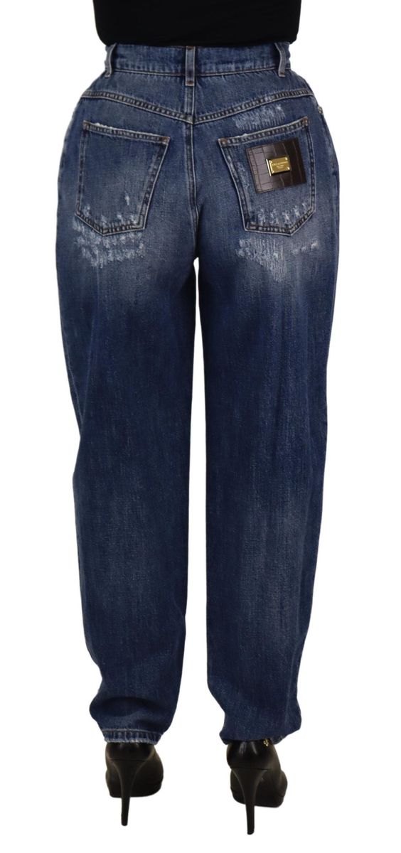 Distressed High-Waist Mom-Jeans