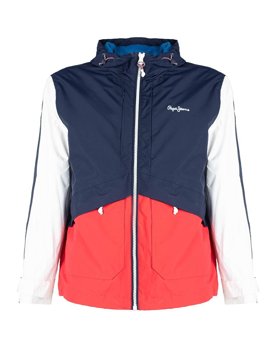 Colorblock Windbreaker Jacke mit Kapuze