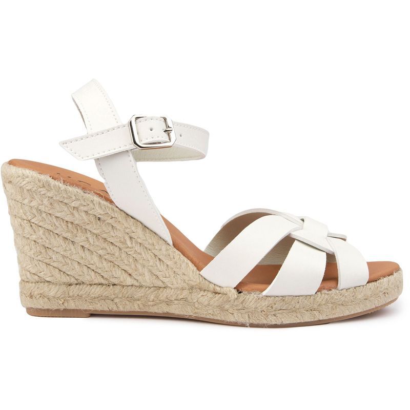 Elegante weiße Espadrille-Sandalen mit Keilabsatz
