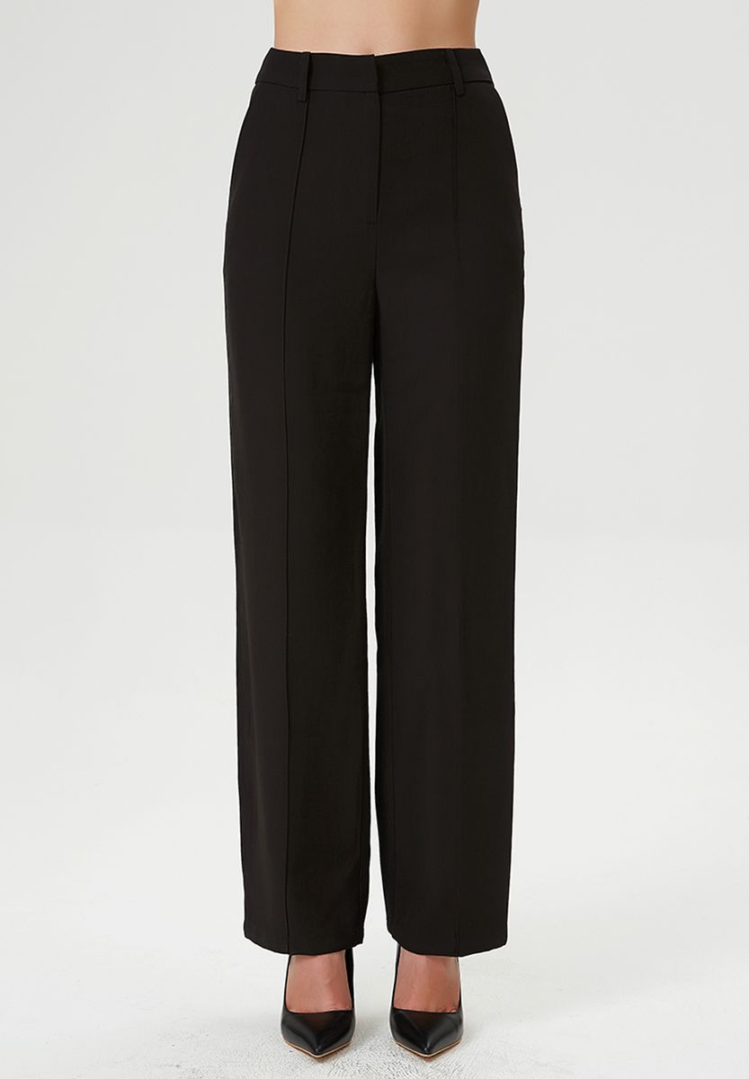 Elegante, gerade geschnittene Stoffhose