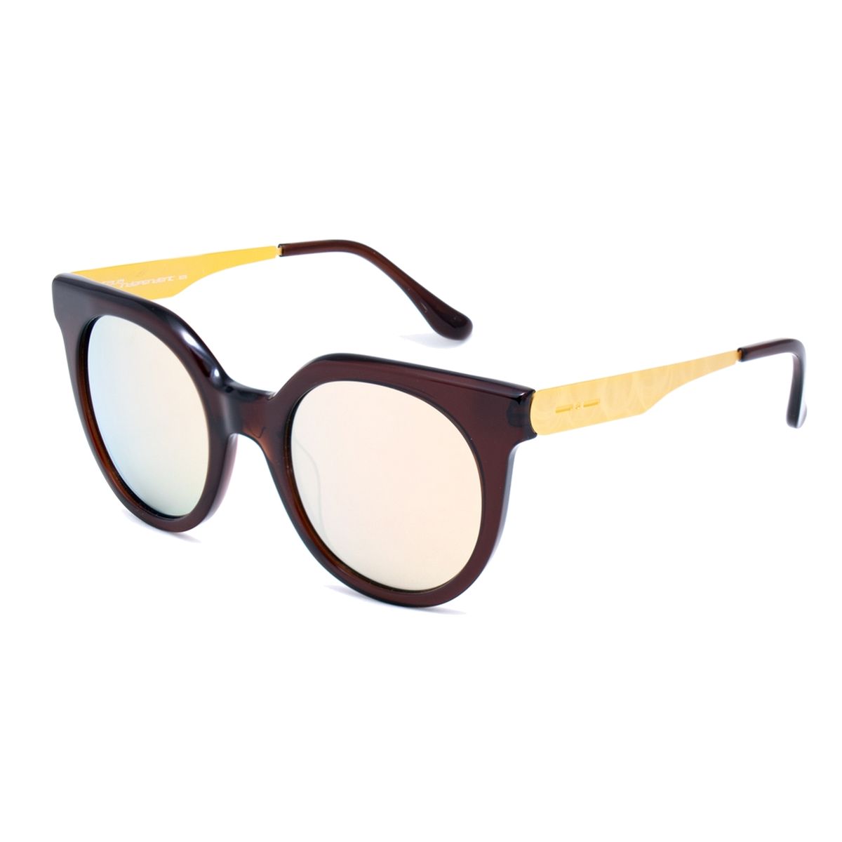 Runde Cat-Eye Sonnenbrille mit goldenen Bügeln