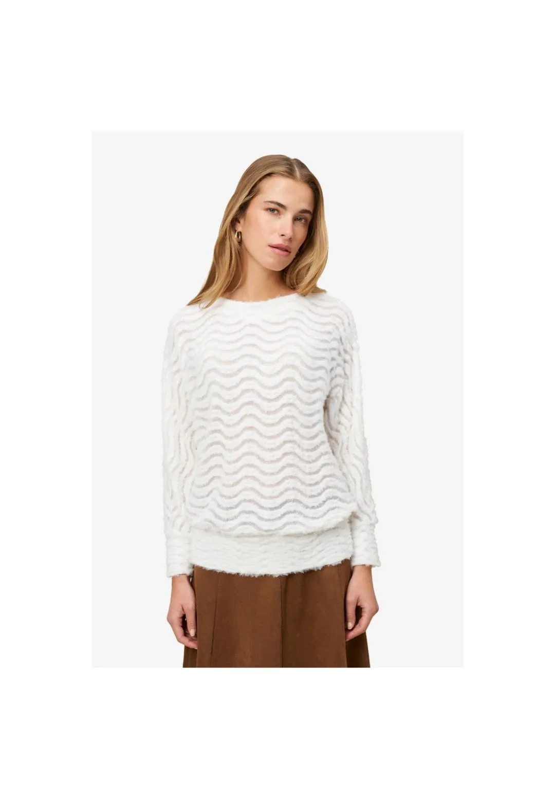 zero Sweatshirt mit Wellenmuster, weiß, 34
