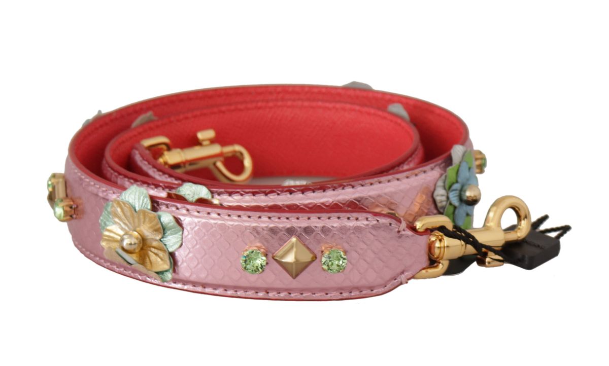 Metallic Pink Floral Bag Strap