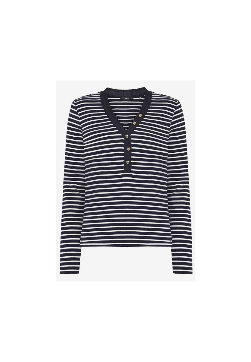 Gestreiftes Langarm Henley Shirt