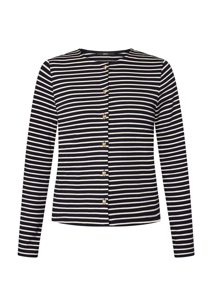 Gestreiftes Langarm-Top mit Knopfleiste