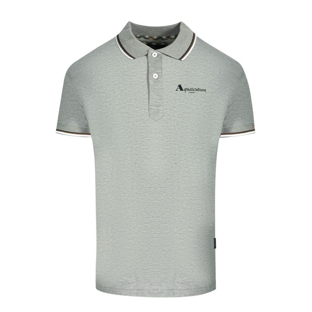 Graues Polohemd mit Logo und Spitze