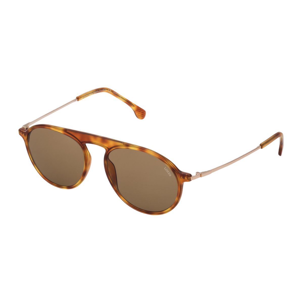 Runde Schildpatt-Sonnenbrille mit Metallarmen
