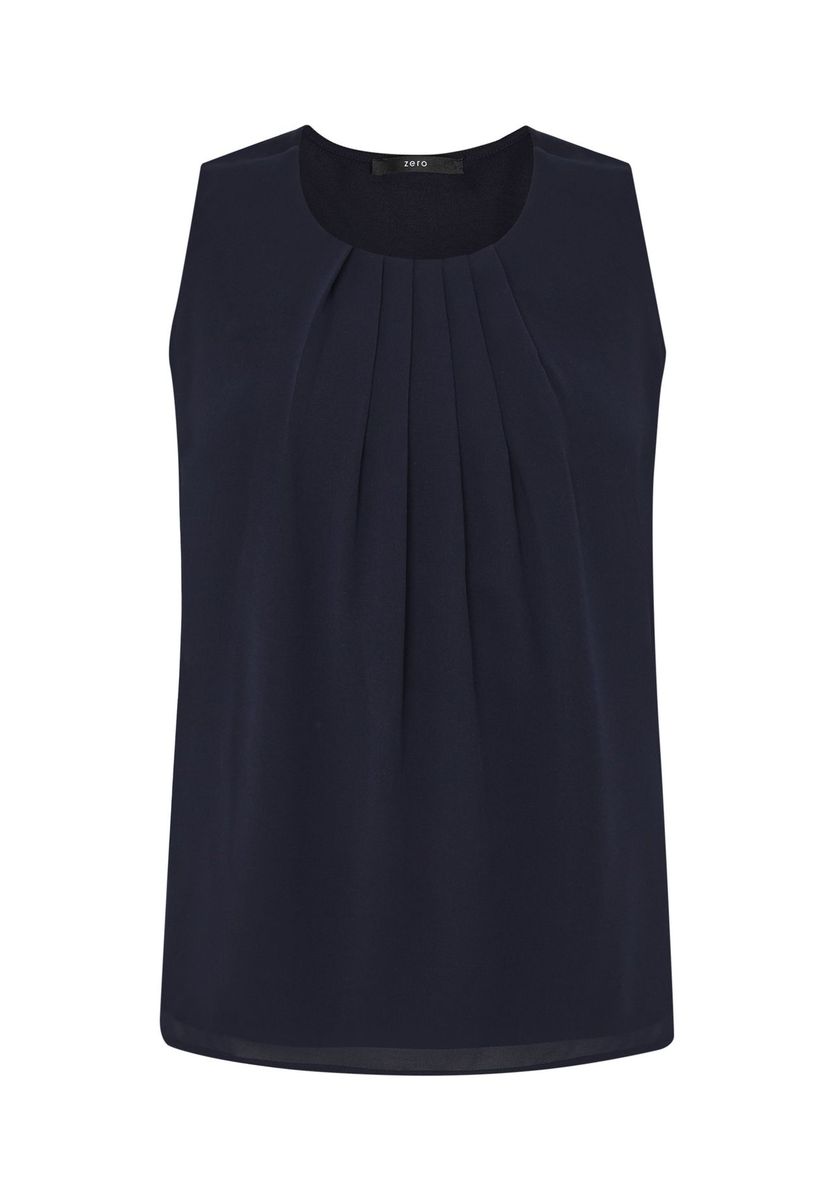 Ärmellose Bluse mit Drapierung vorne