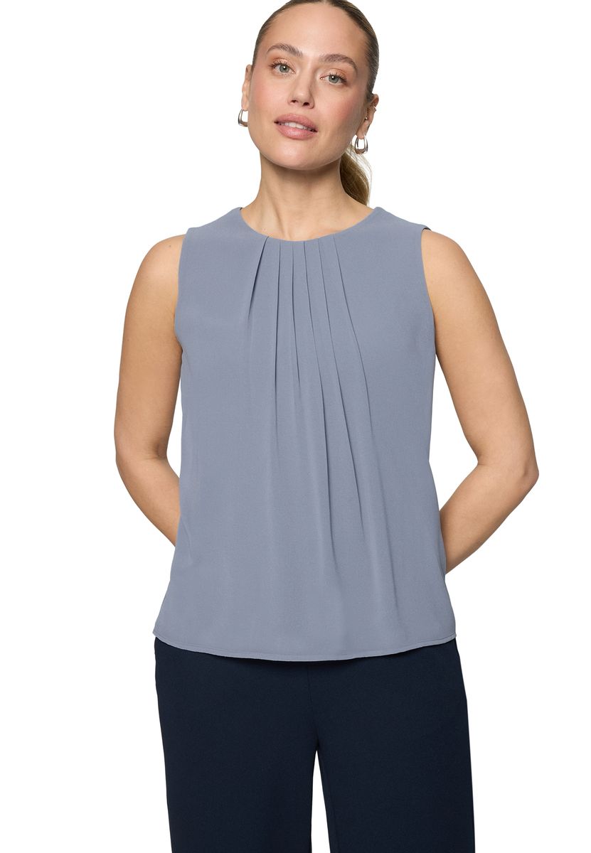 Ärmellose Bluse mit Drapierung vorne
