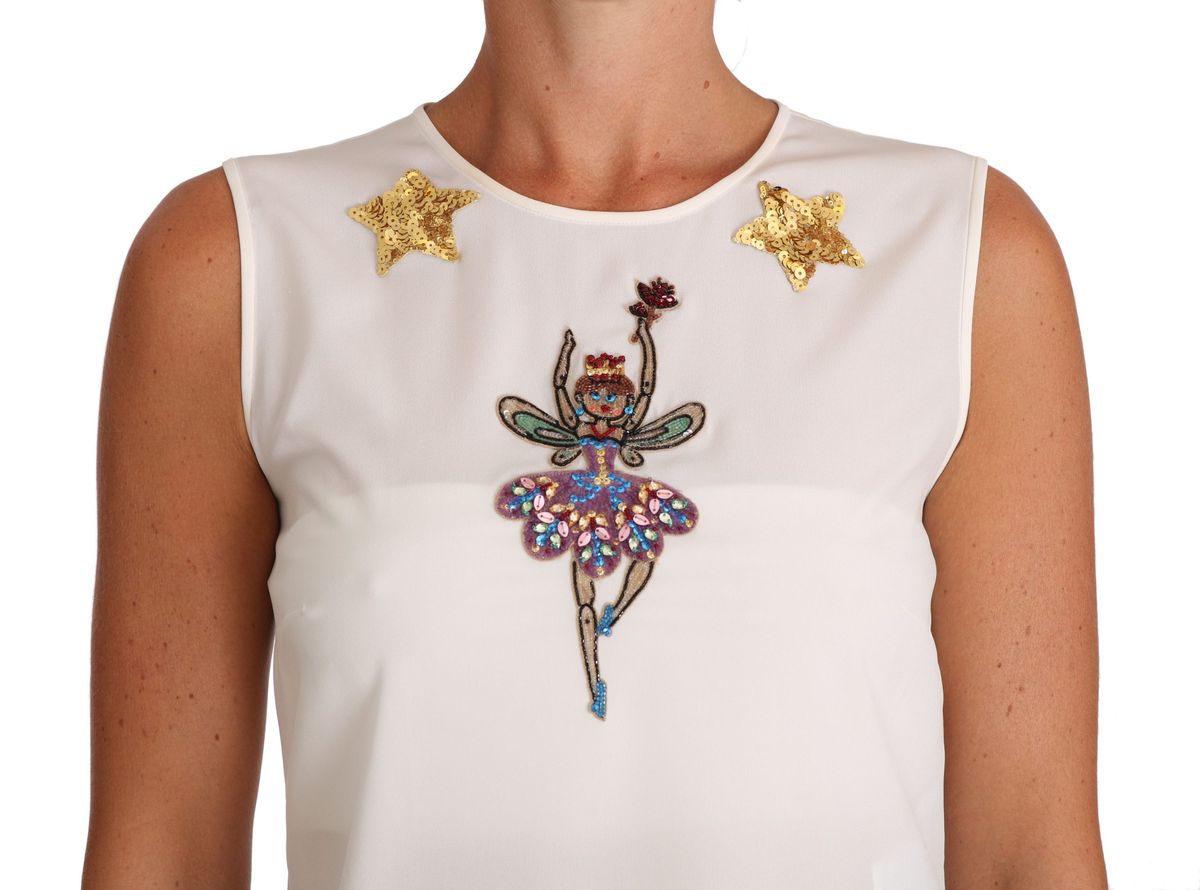 Bestickte Seidenbluse mit Fee