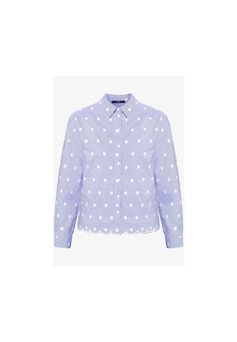 Gestreifte Tupfen Bluse mit Knopfleiste
