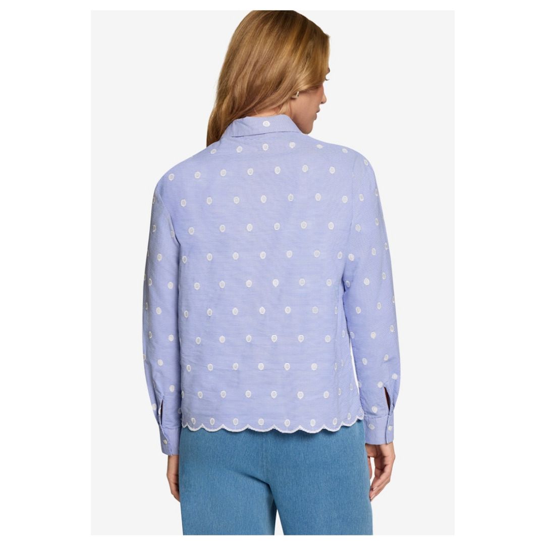 Gestreifte Tupfen Bluse mit Knopfleiste