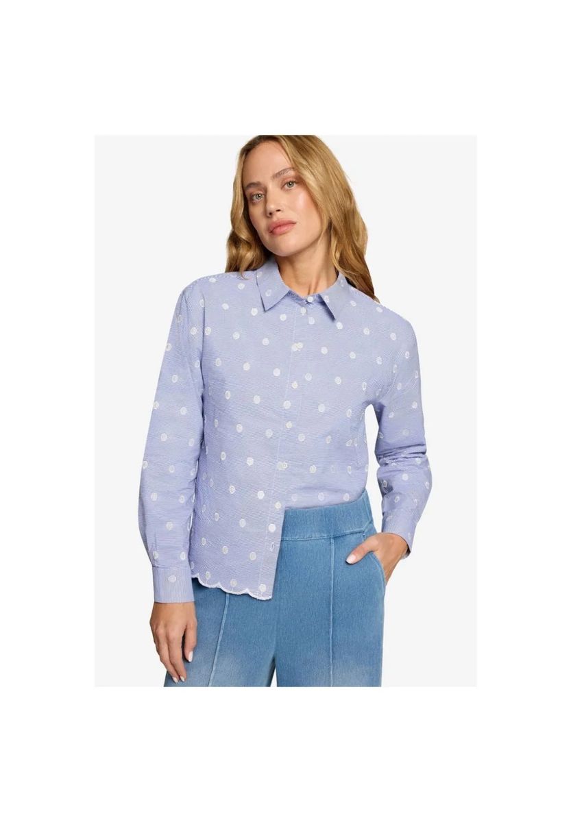 Gestreifte Tupfen Bluse mit Knopfleiste