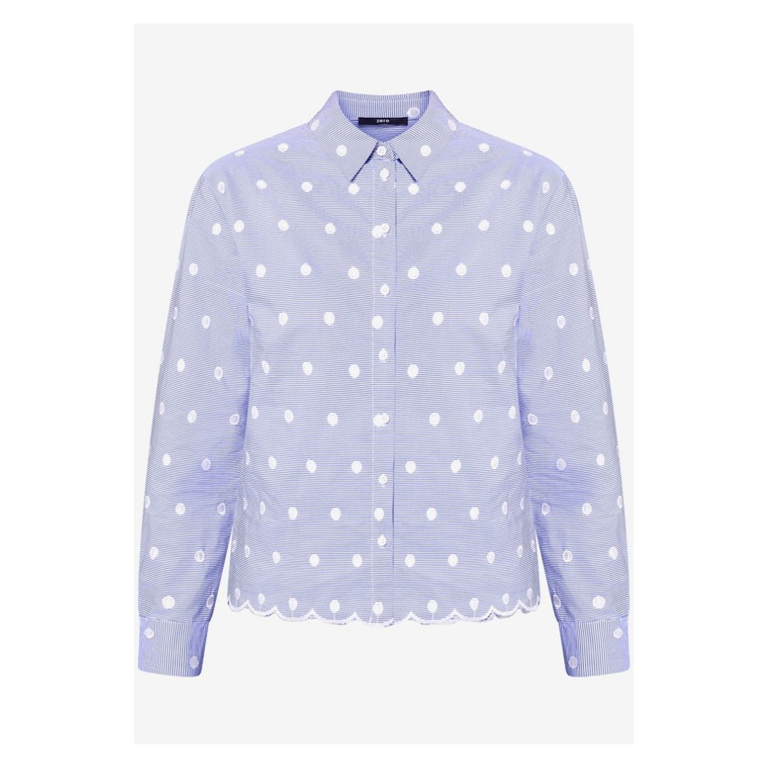 Gestreifte Tupfen Bluse mit Knopfleiste