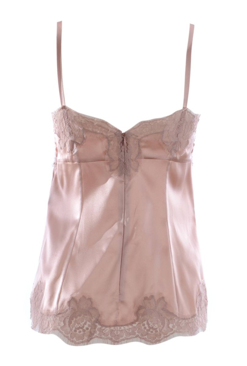 Seiden-Camisole mit Spitzenbesatz