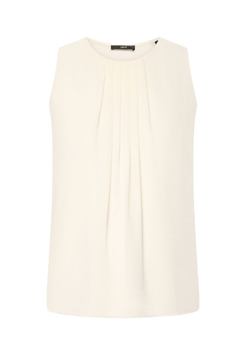 Drapiertes ärmelloses Top mit Rundhalsausschnitt