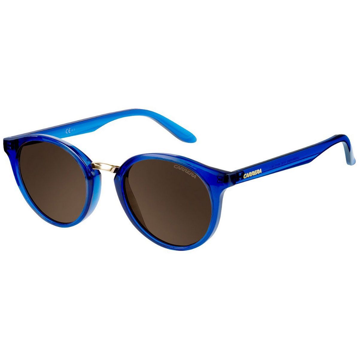 Runde blaue Sonnenbrille mit braunen Gläsern