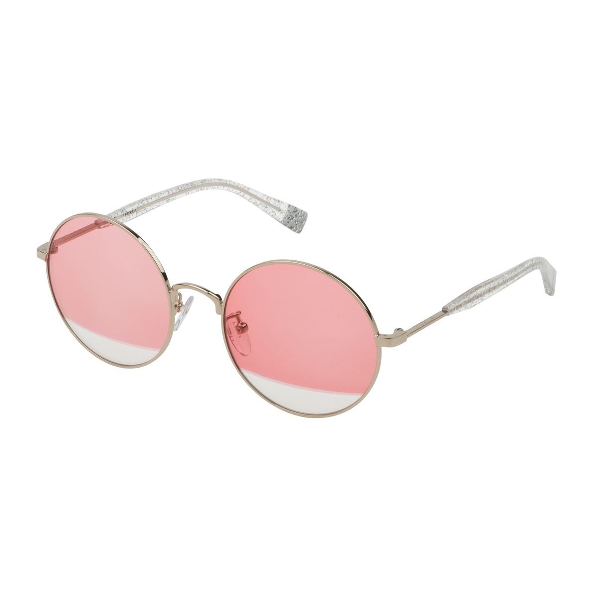 Runde Sonnenbrille mit rosa Gläsern