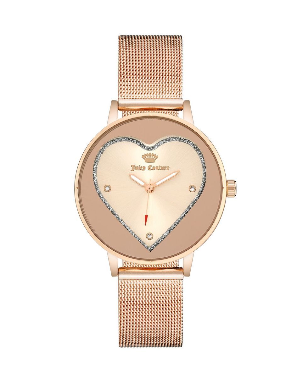 Roségoldene Uhr mit Herz-Zifferblatt
