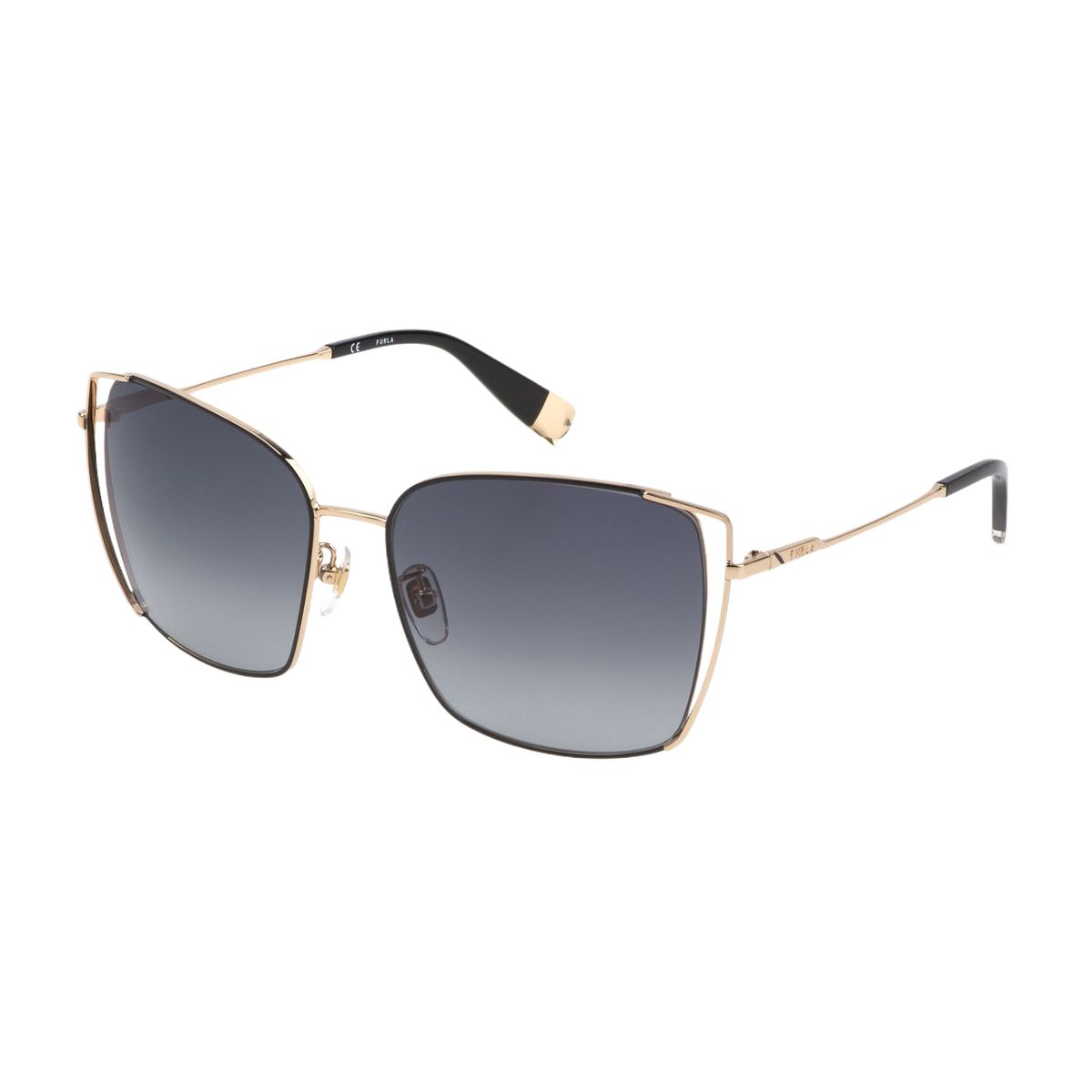 Moderne Sonnenbrille mit Metallrahmen und Farbverlaufsgläsern