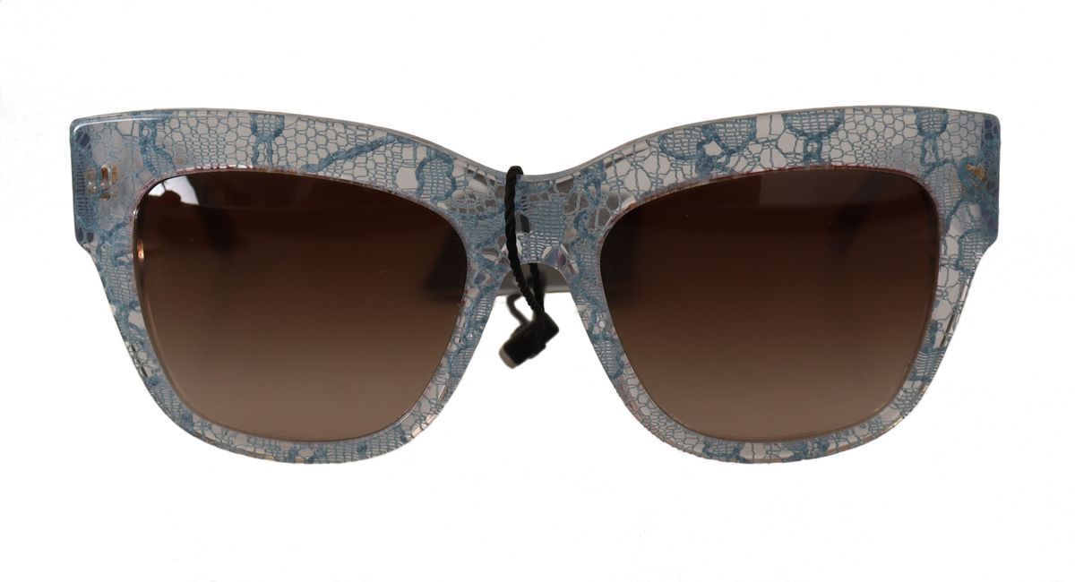 Blaue Cat-Eye-Sonnenbrille aus Azetat mit Spitze