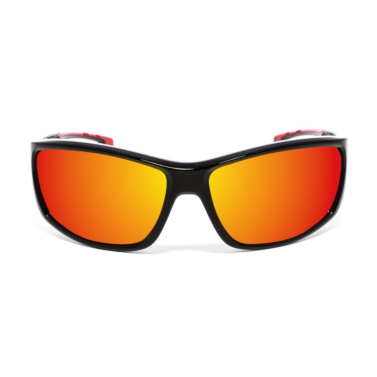 Sportliche rechteckige Sonnenbrille mit orangefarbenen Gläsern
