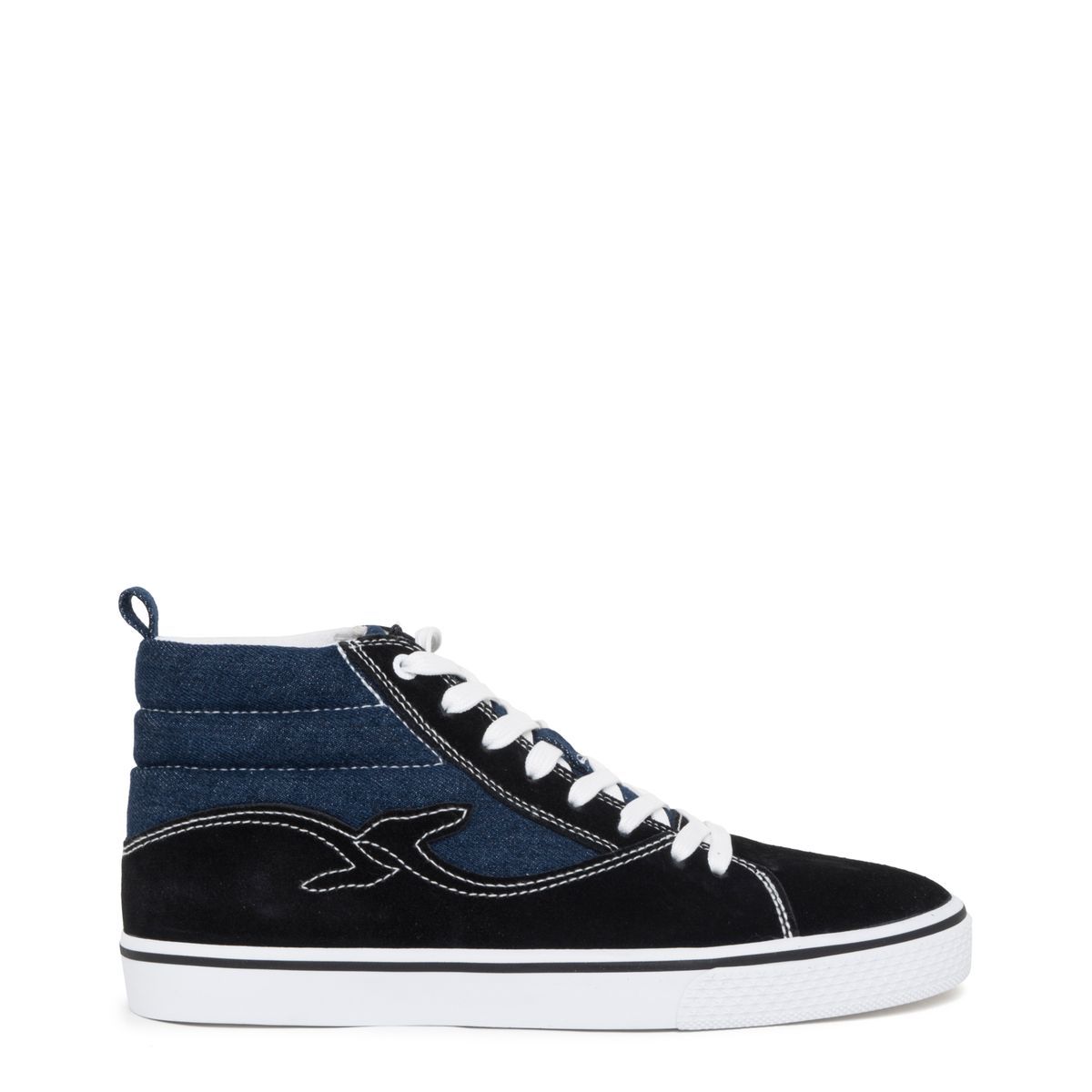 Denim und Wildleder High-Top Sneaker