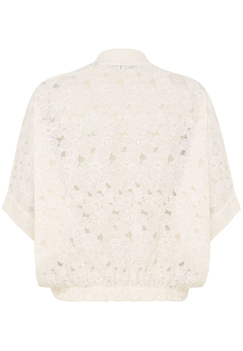 Blouson-Jacke mit Blumenmuster und kurzen Ärmeln