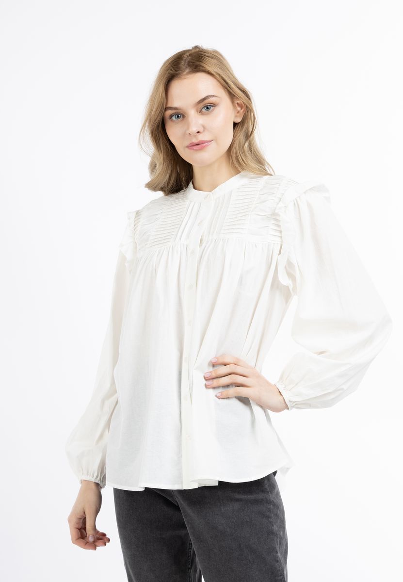 Romantische Biesenbluse mit Rüschen