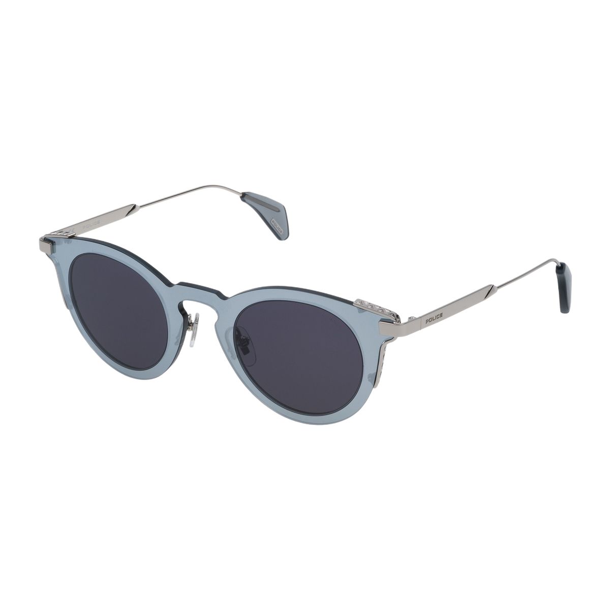 Runde Sonnenbrille mit silbernen Metalldetails