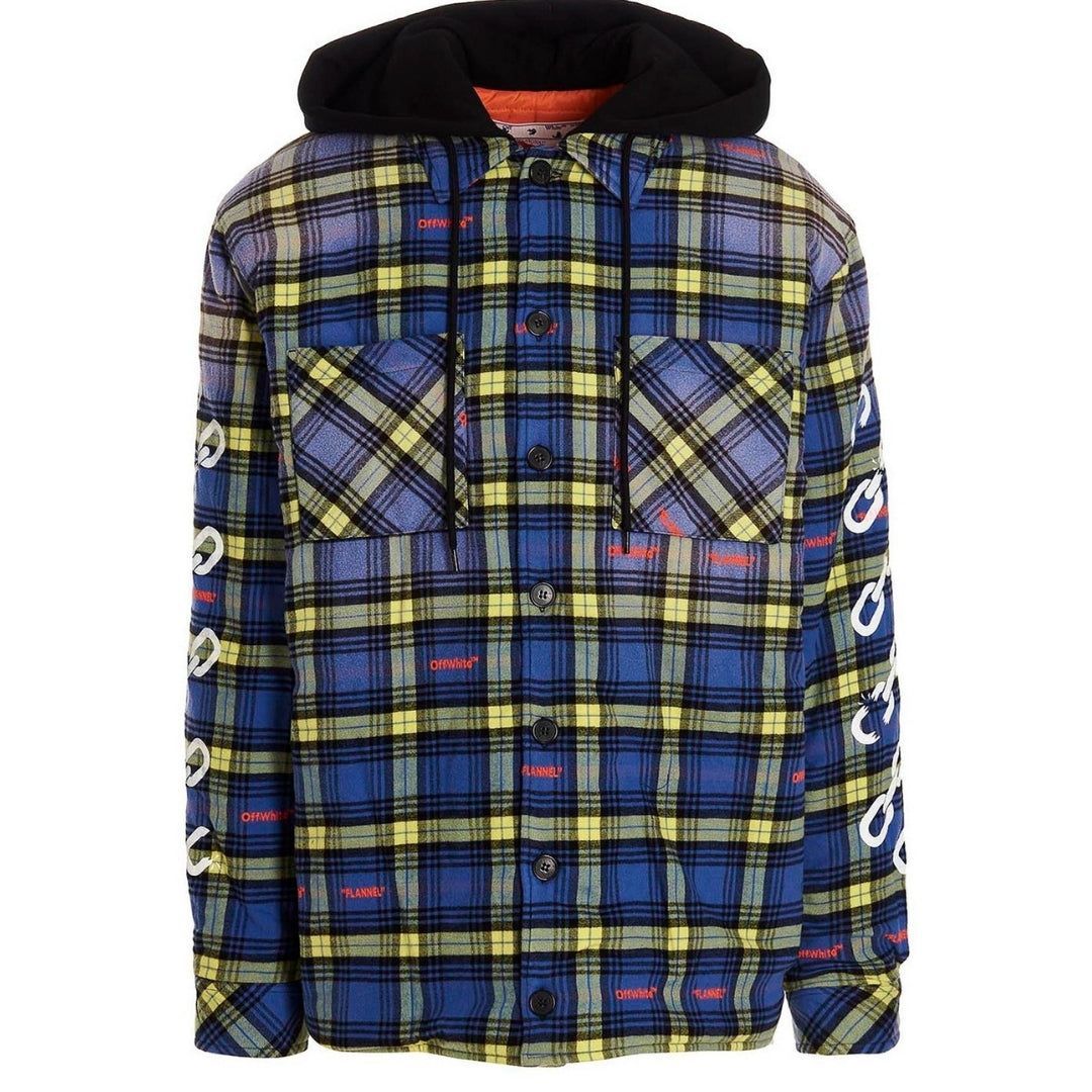 Wattierte Flanell Hemdjacke mit Kapuze