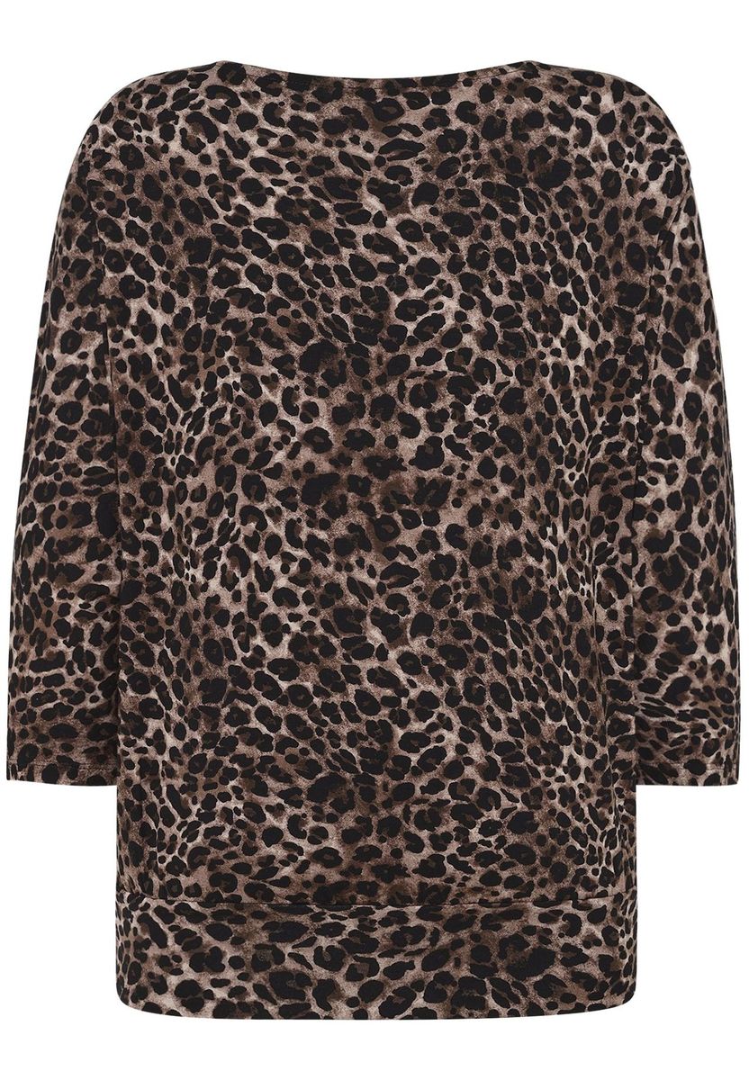 Top mit Leopardenmuster, lockere Passform