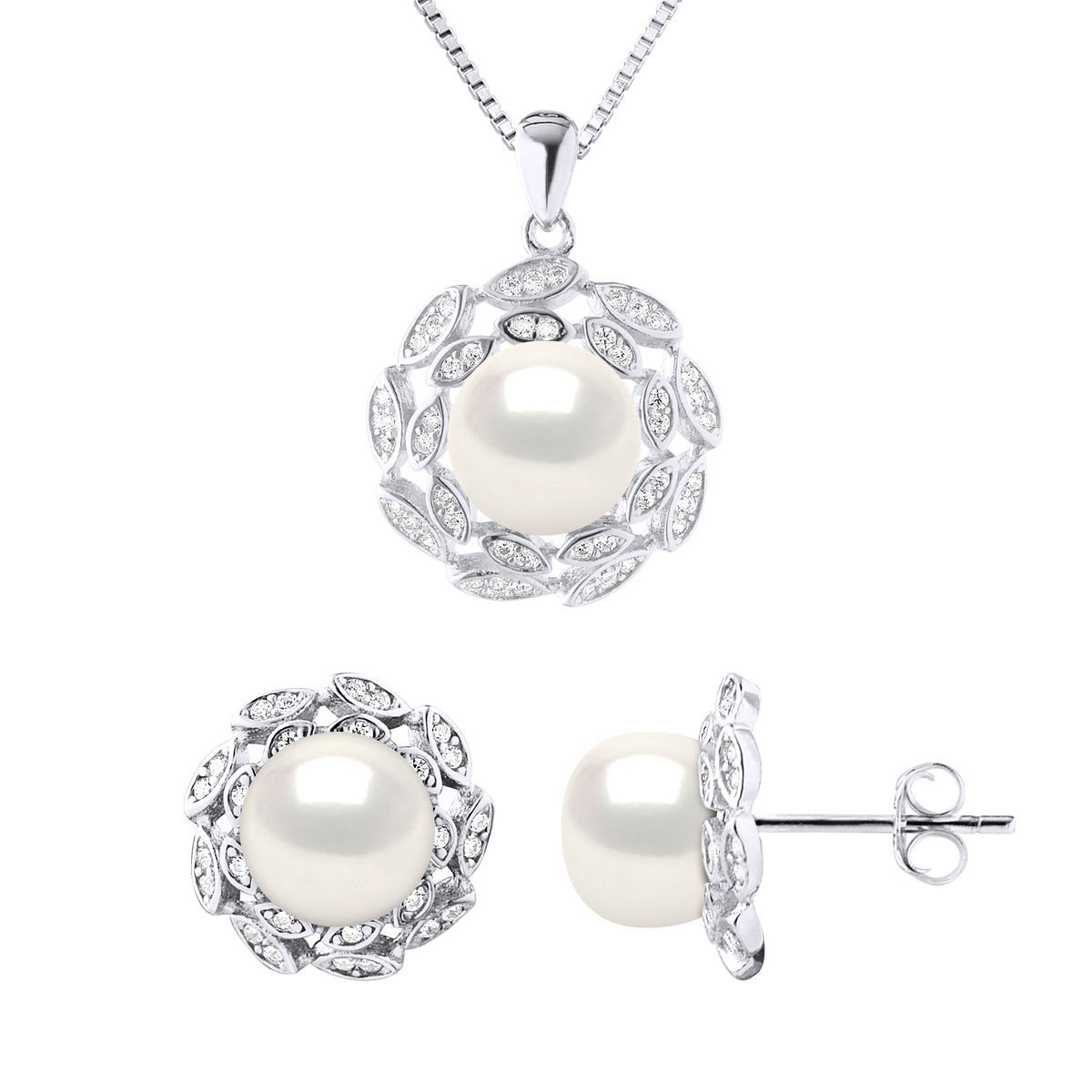 Perlenanhänger-Halskette und Ohrring-Set